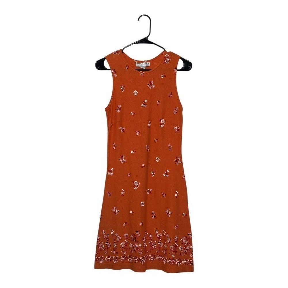 Younique Vintage Y2K Orange Sundress Floral Round Neck Dress Women's Size Medium